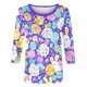 thumbnail image 4 of Tops de Cuello Redondo para las Mujeres Impresión de Carnaval 3/4 Manga Blusa Casual Uso Diario, 4 of 7