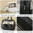 thumbnail image 3 of Bolsa de cosméticos pequeña con costuras transparentes, bolsa de cosméticos de baño de PVC, PU, impermeable, de gran capacidad, color blanco, 3 of 5