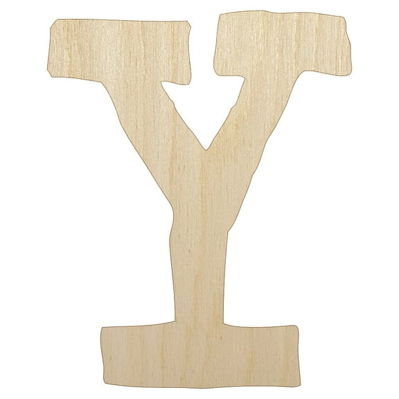 Letter Y Uppercase Cute Typewriter Font Wood Shape Unfinished Piece Cutout Craft DIY Projects - 4.70 Inch Size - 1/8 Inch Thick