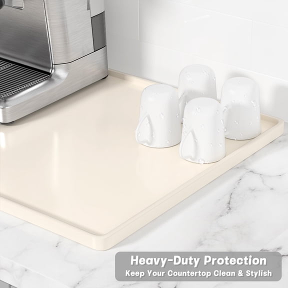 Coffee Mat, Waterproof Raised Edge Coffee Bar Mats for Espresso Machine Station Accessories, Heat Resistant Dish Drying Pad for Kitchen Counter, Bar Decor Pad