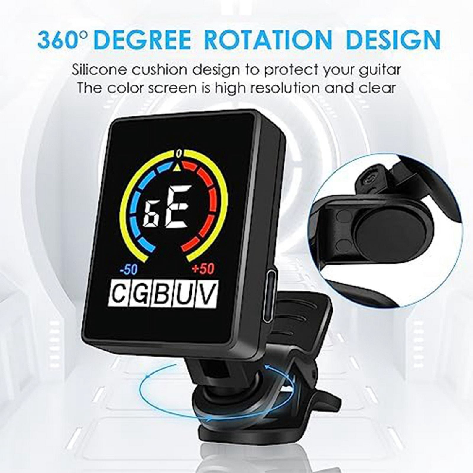 4 PCS Guitar Tuner Rechargeable Clip on Tuner for Guitar, , Ukulele,Violin Suit for Professional or Beginners