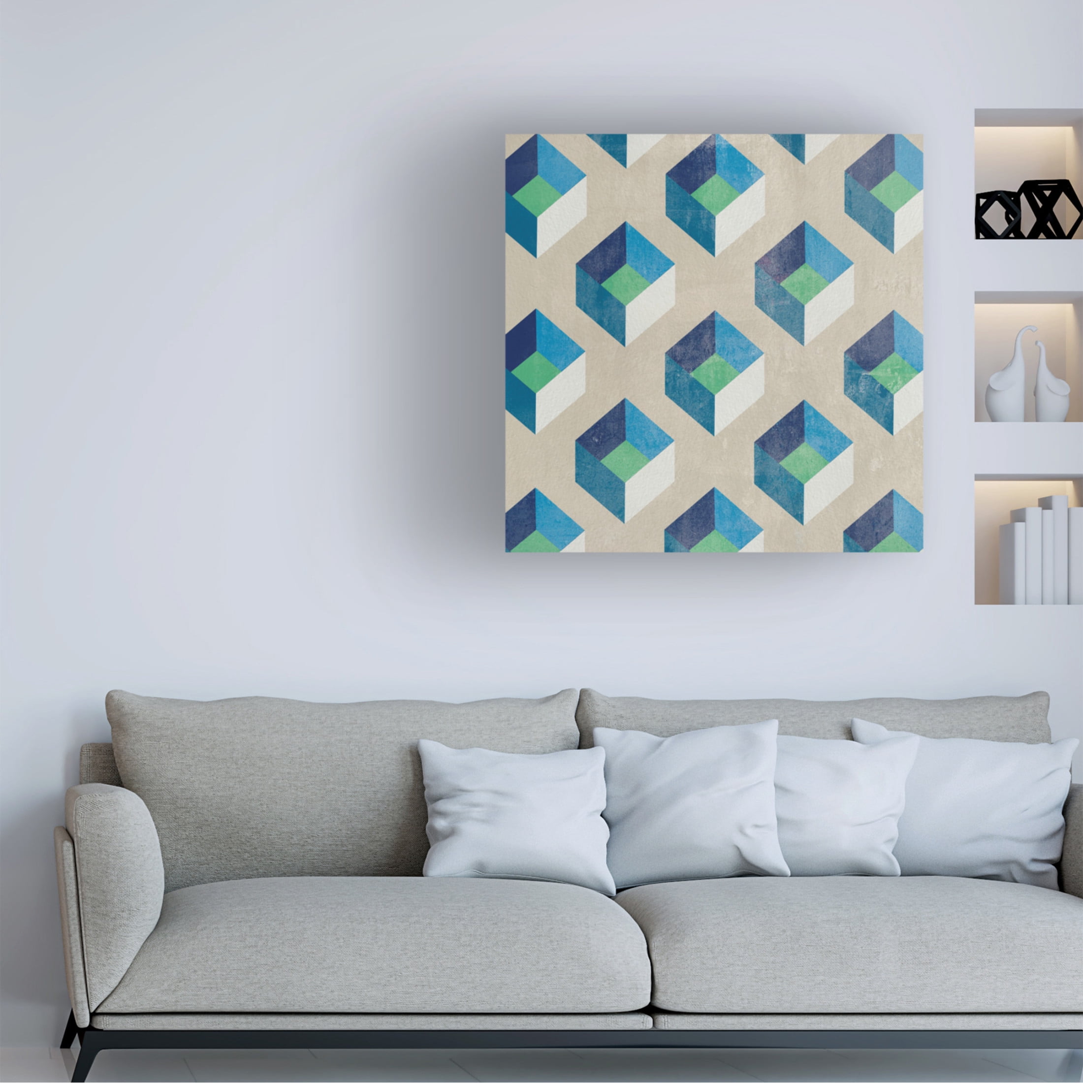 Canvas Wall Art - Melissa Wang 'Little Cubes I' Wall Art for Living Room, Bedroom, or Office Décor by Trademark Fine Art - 24 x 24 Inches