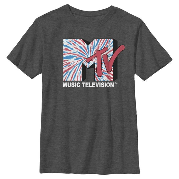 Boy's MTV Spin Swirl Logo Graphic Tee Charcoal Heather Small