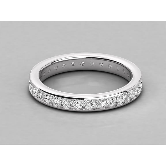 solitaire jewels 2.5CT Channel Set Round Moissanite Full Eternity Wedding Band For Women, 14K White Gold Plating Over Silver, D Color VVS Clarity