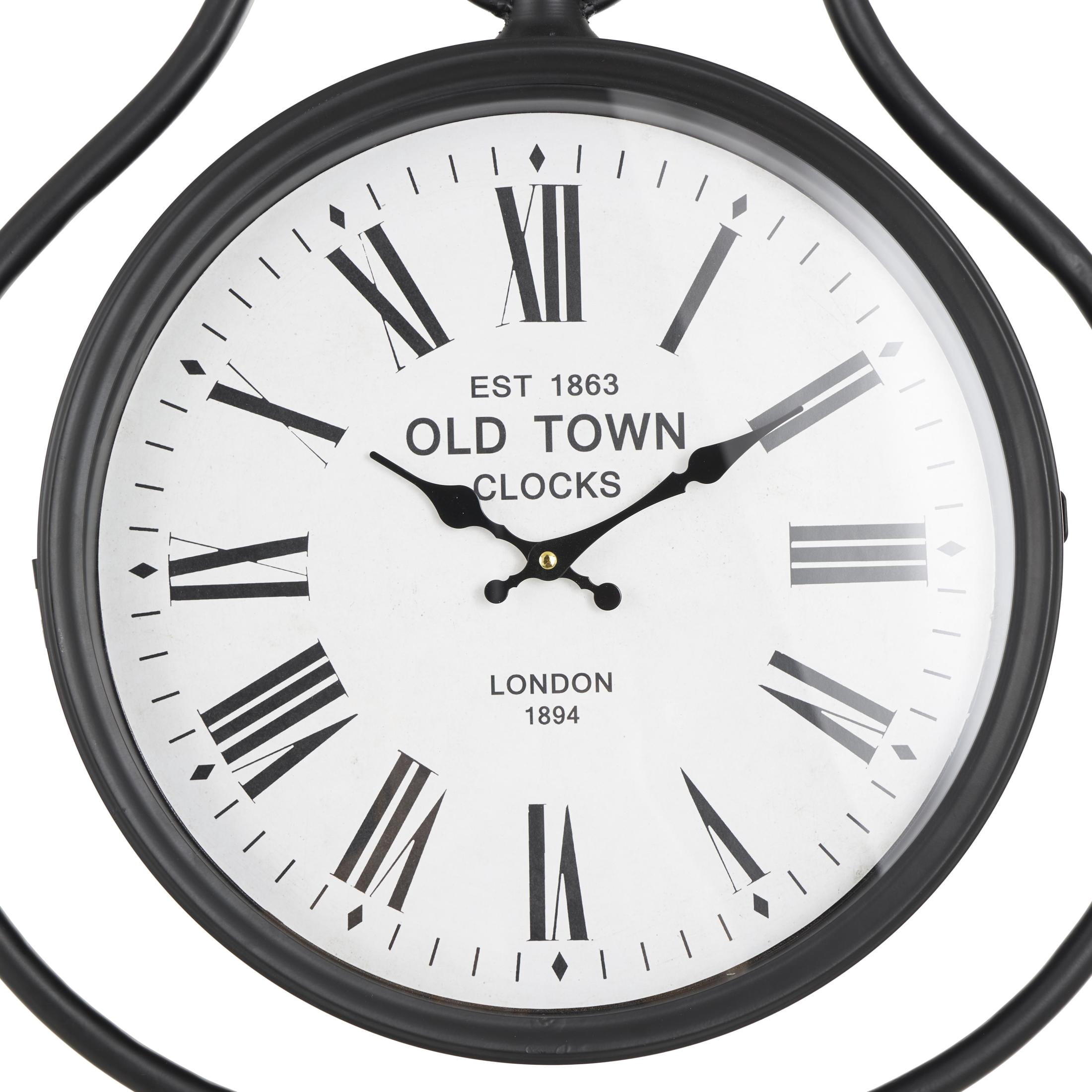 DecMode 81" Black Metal Double Sided Clock with Cone Shaped Base