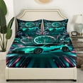 thumbnail image 2 of Erosebridal Sports Car Fitted Sheet Youth Teens Racing Car Sheets, 3D Sports Car Printed Bed Sheets Extreme Speed Cool Sports Fitted Sheet + 1 Pillowcase ( Green, Twin ), 2 of 5