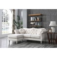 thumbnail image 5 of Passion Furniture Hollywood 81 in. Ivory Velvet Chesterfield Sectional Sofa with 2-Throw Pillow, 5 of 5
