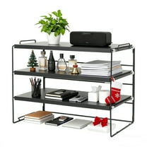 YOYTOO Desk Shelf Organizer, 3 Tier Desktop Organizers Storage Shelves Tabletop Bookshelf for Home Office, Black
