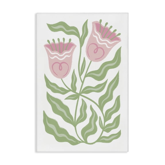 Stupell Industries Pink Tulip Twin Blossoms Floral Painting Wrapped Canvas Canvas Art Print Wall Art, 16 x 24