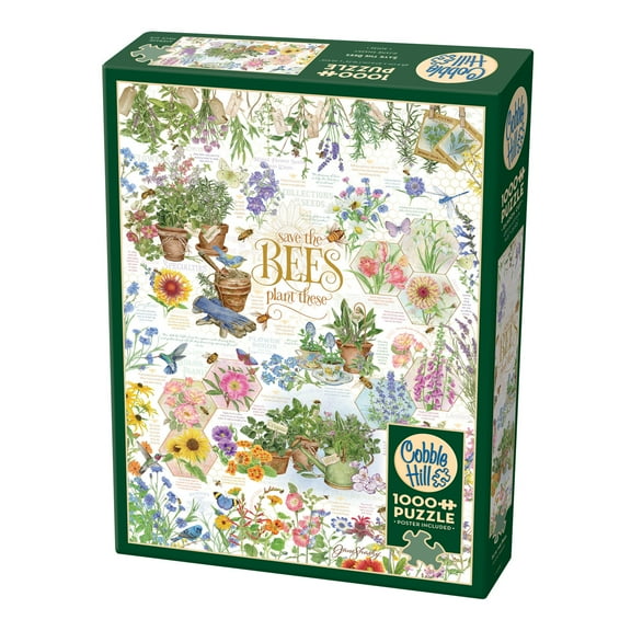 Cobble Hill 1000 Piece Puzzle: Save the Bees - Reference Poster Included, High Quality Jigsaw, Earth Friendly Materials