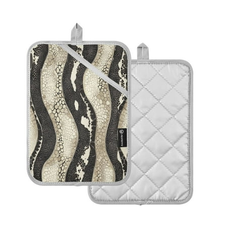 

2 Pcs Pot Holders Sets Oven Mitts Square Potholders Oven Hot Pads Heat Resistant for Kitchen Cooking Baking 7 x9.8 Snake Skin Pattern