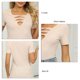 thumbnail image 5 of Mujeres verano Tops slim fit V Masajeadores de cuello manga corta color puro corte diseño las mujeres camisa casual para oficina del partido viajes, 5 of 6
