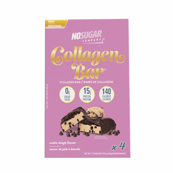 No Sugar, Joybar Collagen Cookie Dough Snack Bars, 40 g, 4 Count, 4 x 40 g