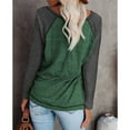 thumbnail image 6 of SWQZVT Basic Long Sleeve Tops for Women Casual Fall Color Block Crewneck Womens Raglan Shirt Winter Clothing Green Block 2XL Tee, 6 of 6