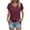 Burgundy, variant on Summer Tops For Women Short Sleeve V Neck Solid Color Shirts Side Split Loose Casual Tunic Tops Burgundy
