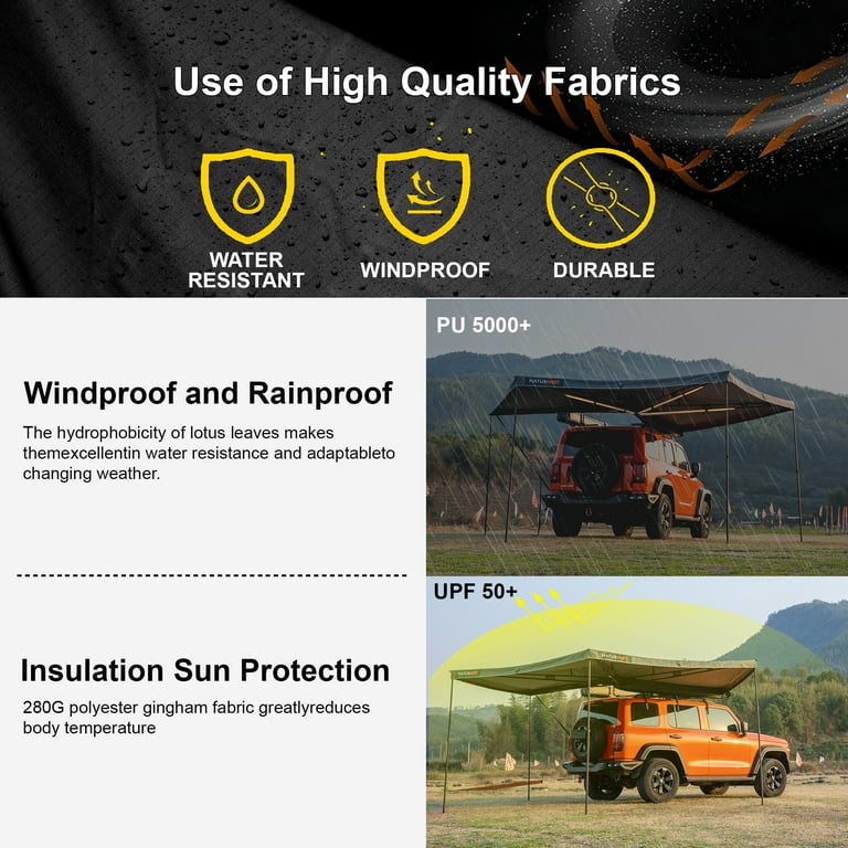Naturnest 270-Degree Left-Side Vehicle Awning – Exterior Naturnest 270-Degree Left-Side Vehicle Awning – Exterior