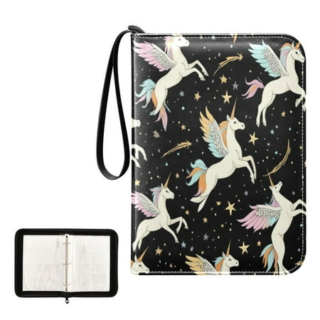 400 Pockets Trading Cards Album,Card Binder 4-Pocket, Cards Collector Album Holder Fits 400 Cards with 50 Removable Sheets Winged Unicorns