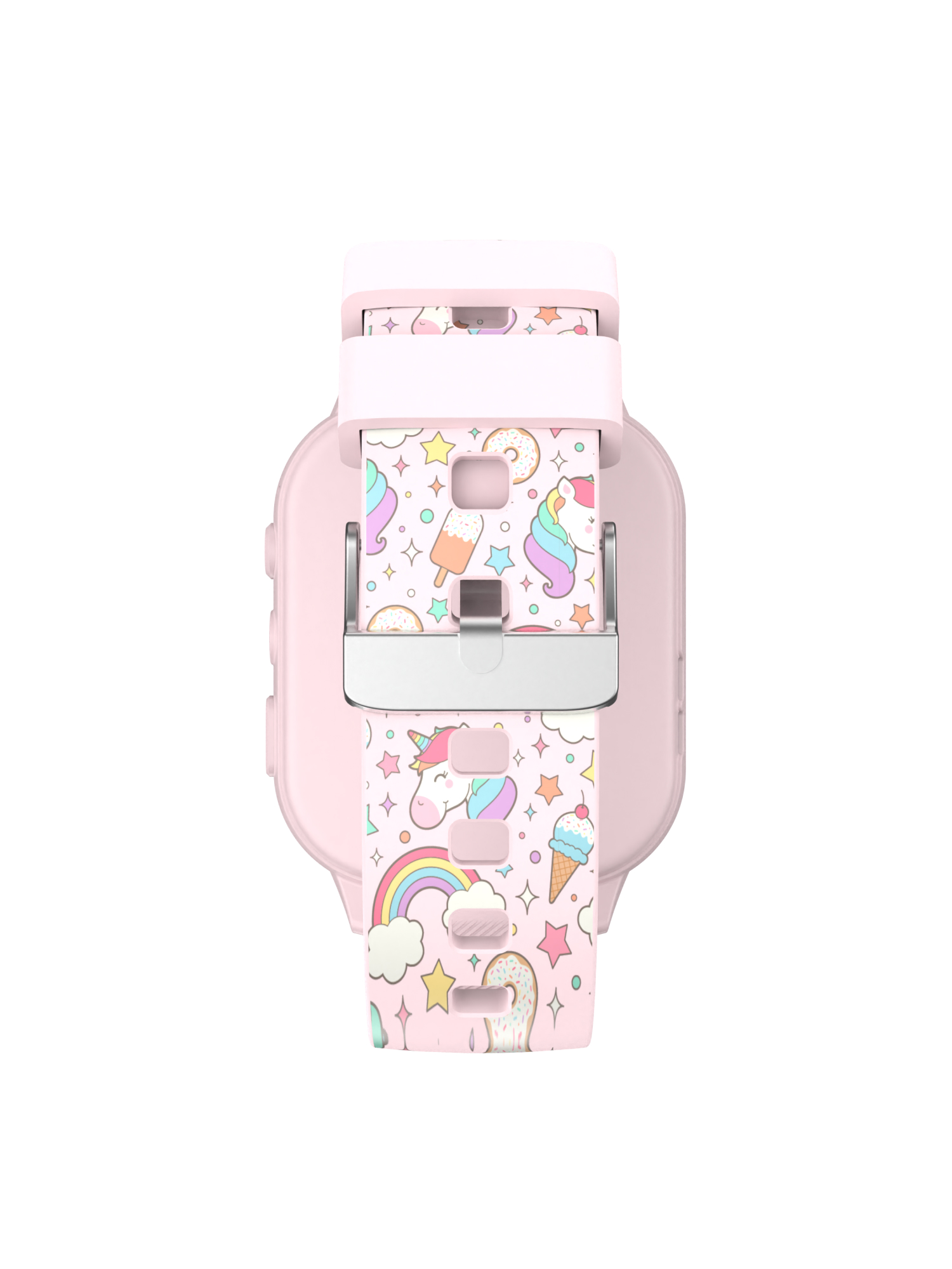 iTech Jr. 4 Kids Girls' Smartwatch with Camera, Audiobooks, and Games – Blush Case with Blush Ice Cream, Unicorn, and Rainbow Caricature Strap