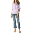 thumbnail image 2 of Unique Bargains Women's Ruffle V Neck Half Bell Sleeve Casual Chiffon Top XS Lavender, 2 of 7