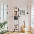 thumbnail image 6 of HOOBRO Coat Rack Stand , Freestanding Coat Hanger Shelf with Fabric Basket, 6 Support Legs and 9 Hooks, for Clothes, Hat, Suitable for Hallway, Bedroom, Rustic Brown and Black BF45YM01, 6 of 11