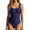 Dot, variant on Scalloped Ribbed One-Piece Tummy Control Swimsuit for Women Button-Down Bathing Suit Green L