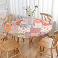 thumbnail image 3 of Pioneer Flower Floral Print Pattern Round Fitted Tablecloth with Elastic Edge,Dining Table Cover Waterproof,Outdoor Round Tablecloth for Camping,Dining,Indoor and Outdoor, 3 of 7