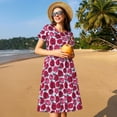 thumbnail image 4 of Rateoe Rose Flowers Pattern Women’s Short Sleeve Dress – Casual Elegant Summer A-Line Dress for Everyday Wear, 4 of 6