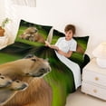 thumbnail image 3 of Erosebridal Cute Capybara Family Kid Bed Sheets, Green Brown King Sheets, 4-Piece, 3 of 5