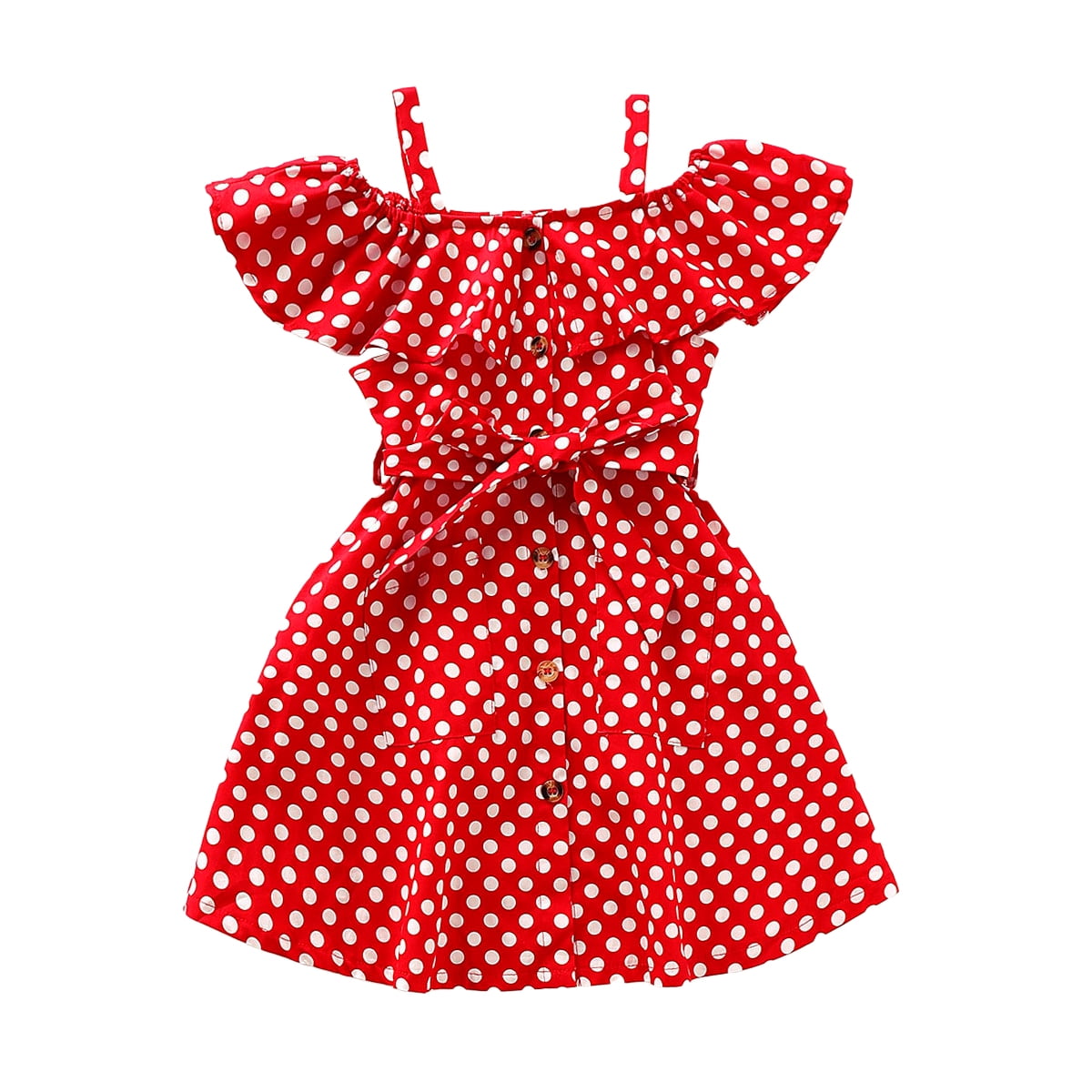 3T Baby Girl Clothes 4T Toddler Girls Dress Ruffle Sleeveless Polka