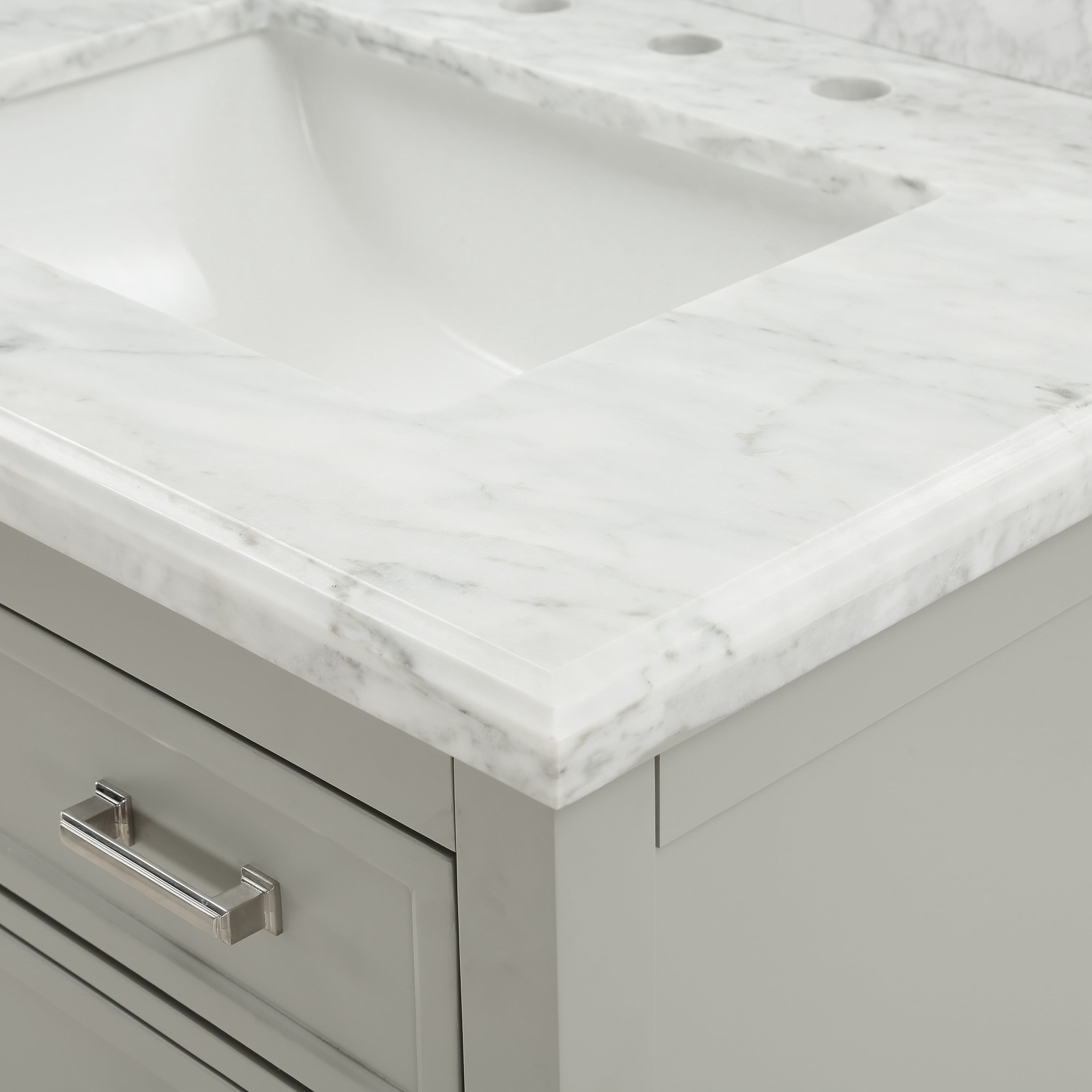 Furniture of America Freya 31" Gray Single Bathroom Vanity with White Carrera Marble Top and Undermount Sink
