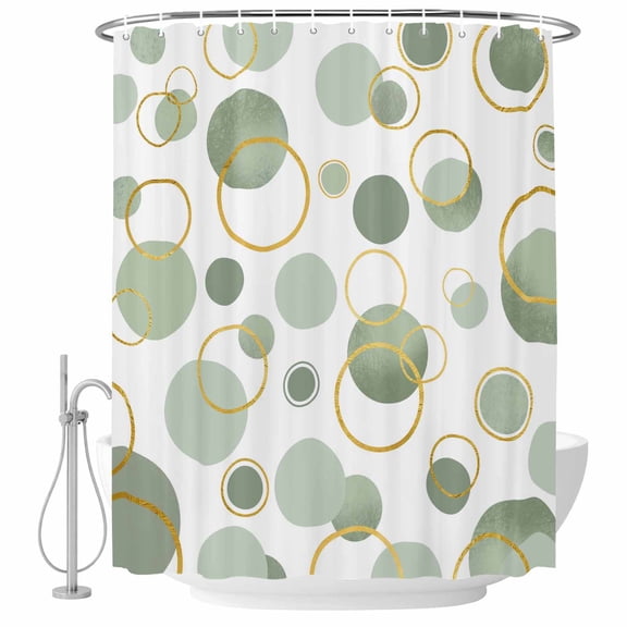 Sage Green Polka Dots Shower Curtain, Waterproof Shower Curtains for Bathroom, Modern Abstract Art Washable Fabric Bathtub Curtain Set Bath Decor with 12 Hooks Extra Long 72"x96"