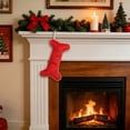 thumbnail image 4 of Large Dog Bone Pattern Fleece Christmas Stocking, Cute Cozy Soft Holiday Decorative Gift Sock, Christmas Hanging Stocking for Fireplace Mantel, Xmas Home Decoration Pet Ornament, Red, 4 of 7