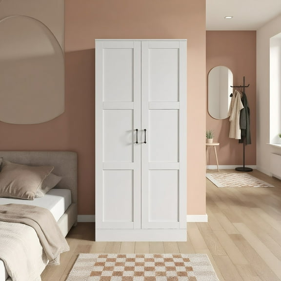 Spaco 71" Tall Storage Cabinet with Movable Storage Shelves, Modern Style Pantry Cupboard Cabinet with Soft Close Doors for Indoor as Living Room, Entryway, White