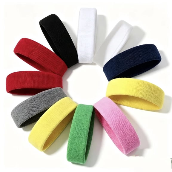 Vruelia 8 Pack Sweatbands Sports Headband for Men & Women, Moisture Wicking Hairband Athletic Towel Headbands Cotton Head Sweat Bands for Running, Cycling, Yoga, Spa