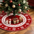 thumbnail image 2 of Christmas Tree Skirt 48 Inches Red Xmas Soft Cover Mat Decor Retro Xmas Tree Skirt for New Year Holiday Ornaments Indoor Outdoor Decorations (Snowflake Reindeer), 2 of 6