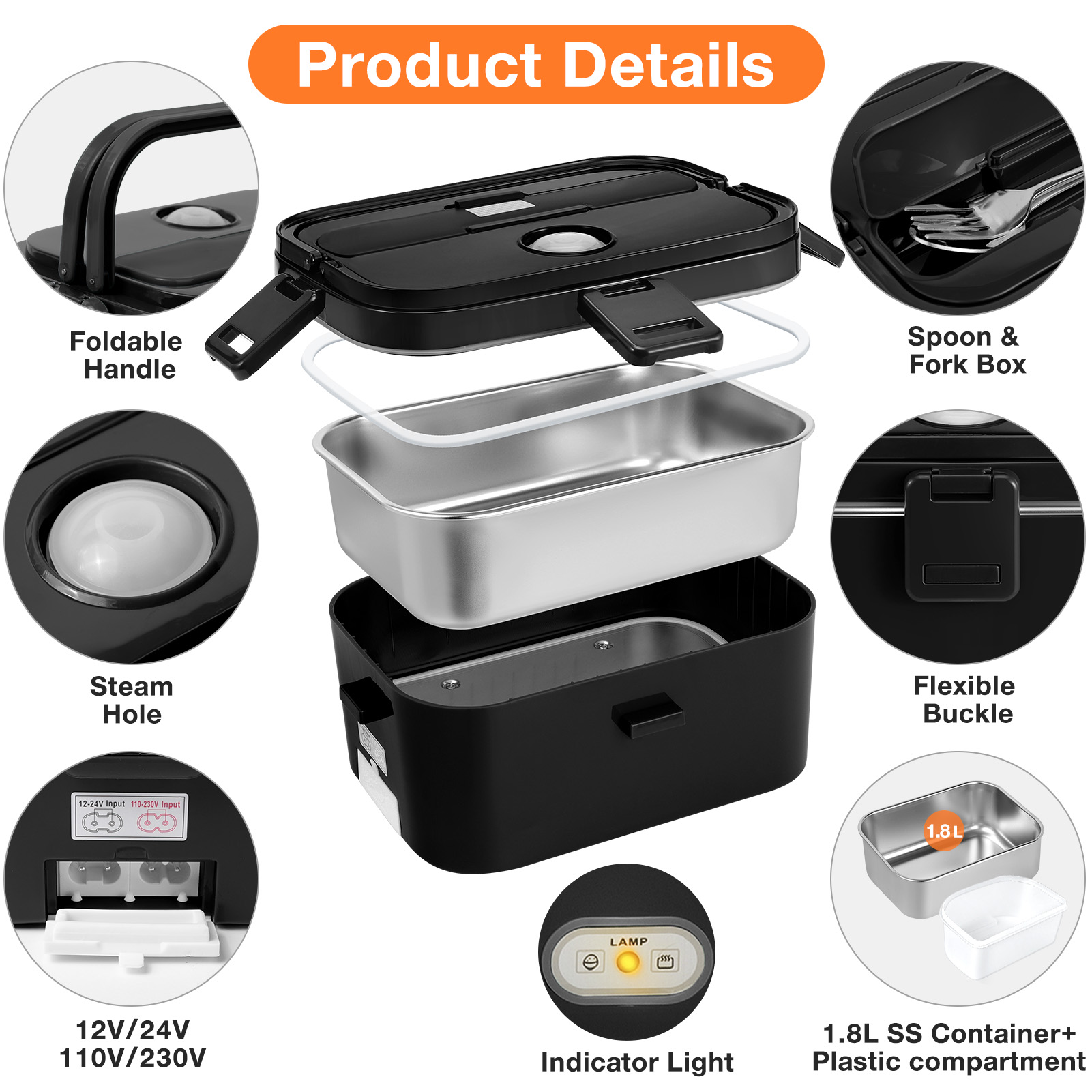 Livhil Electric Lunch Box Food Warmer, 1.8L photo 2