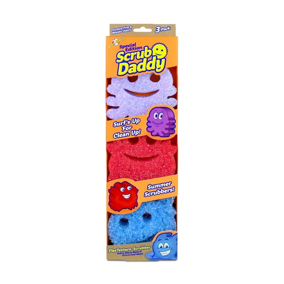 Scrub Daddy Summer Shapes Non-Scratch Cleaning Sponges, 3 Count