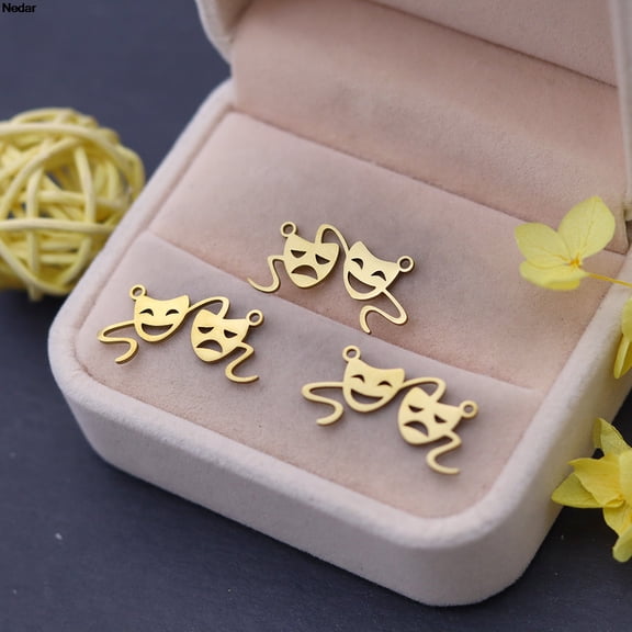 3PCS/Lot Theatre Comedy and Tragedy Mask Charms Stainless Steel Pendant Jewelry Necklace Bracelets Diy Craft Accessories