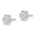 thumbnail image 3 of FJC Finejewelers 925 Sterling Silver Button Polished Floral CZ Post Earrings 7 x 6 mm, 3 of 6