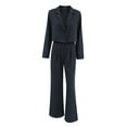 thumbnail image 4 of Women'S 2 Piece Suit Set Cropped Blazer Wide Leg Pants Business Casual Outfits Work Office Clothes Dark Gray S, 4 of 10