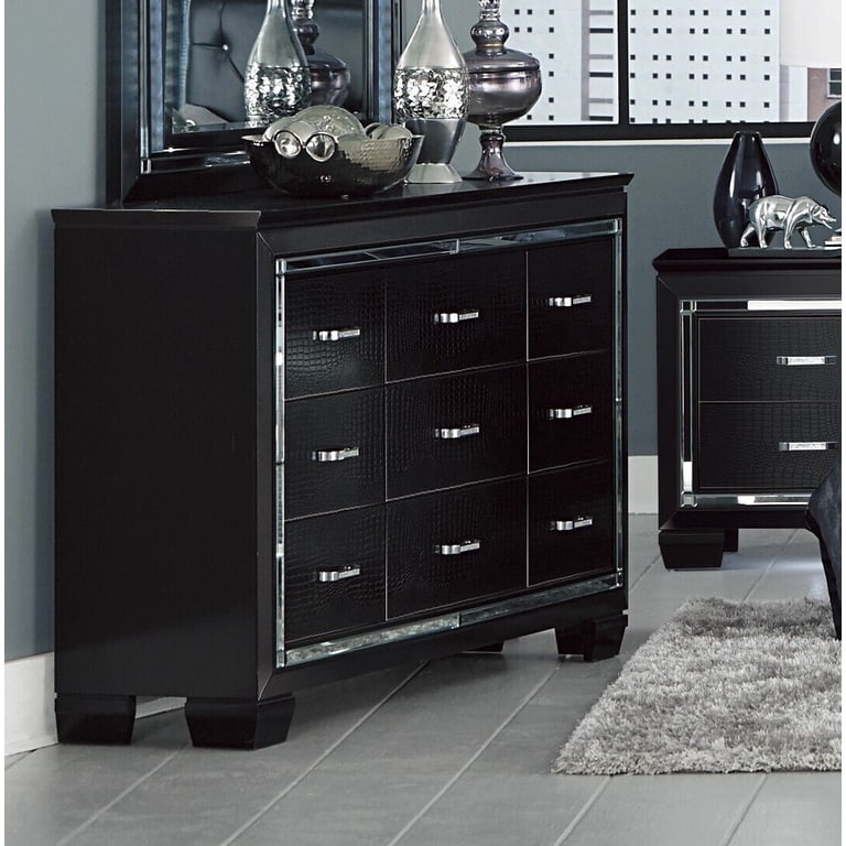 black dresser and chest set GABRIEL - Chest of 12 Drawers (8+4) - Bedroom Dresser Storage Cabinet  Sideboard - Black Matt H36 3/8