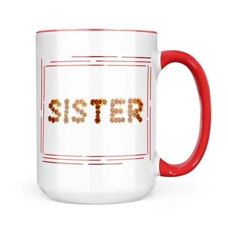 

Neonblond Sister Red and Yellow Flowers Mug gift for Coffee Tea lovers