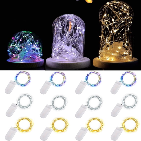 Ostwiki Fairy Lights Battery Operated, 12-Pack Mini String Lights, 20 LED 7ft Twinkle Firefly Small LED Lights for Craft Mason Jars Bedroom Wedding Party Table Christmas Decoration (Mix-Colored)