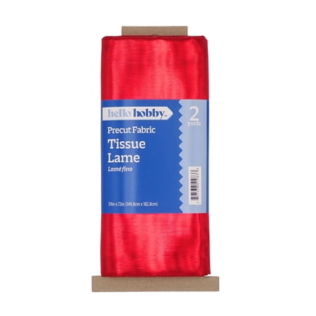 Hello Hobby 59” x 72” 73% Metallic 27% Polyester Tissue Lame 2 Yard Precut Fabric, Red, 59" Wide for Sewing & Crafting