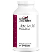 Bariatric Advantage Ultra Multi Without Iron, High Potency Daily Multivitamin for Bariatric Surgery Patients with 22 Essential Vitamins and Nutrients - 270 Capsules, 90 Servings