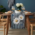 thumbnail image 2 of Retro Daisy Table Runner - 72 Inch Long, Kitchen Dining Table Runner Dresser Scarves, Country Botanical Floral Butterfly Wooden Farmhouse Decor for Coffee Tables Wedding Party Banquet, 2 of 8