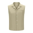 thumbnail image 5 of RQYYD Women's Cotton Linen Sleeveless Collared Blouse Oversized Button Up Chest Pocket Casual Summer Tank Top, 5 of 7
