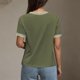 thumbnail image 4 of Karight Womens Tops Round Neck Striped Contrast Short Sleeve Lightweight Loose Pullover Tees Shirt for Ladies 2026, 4 of 7