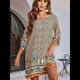 thumbnail image 5 of Vestido Informal de Verano para Mujer, Estilo Bohemio, con Borlas y Cuello Anudado, Larga 3/4, Estampado Floral Corto Albaricoque S, 5 of 7