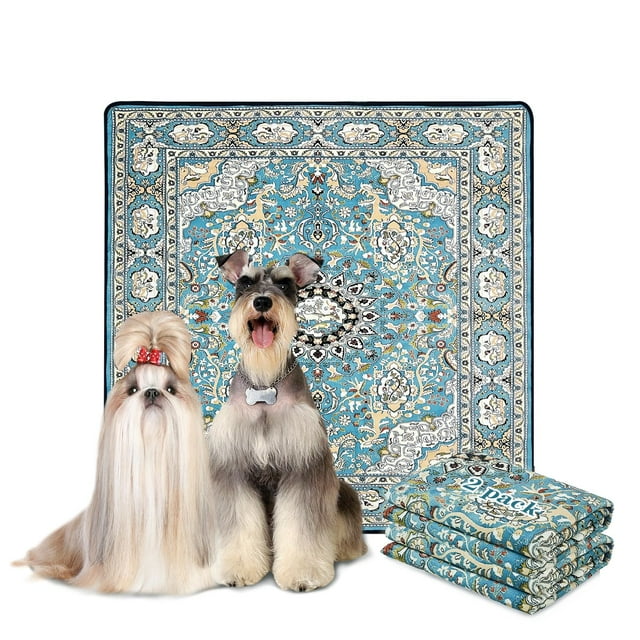 Alfombrillas para Orinal de Perro Lavables Qeils Paquete de 2, 90x90 cm, Súper Absorbentes